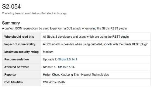 Struts2 REST JSON库中危漏洞(S2-054、S2-055) 